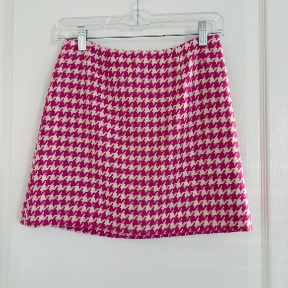 Lilly Pulitzer Vintage Pink A Line Houndstooth Wool Skirt Sz 0 - Picture 6 of 6